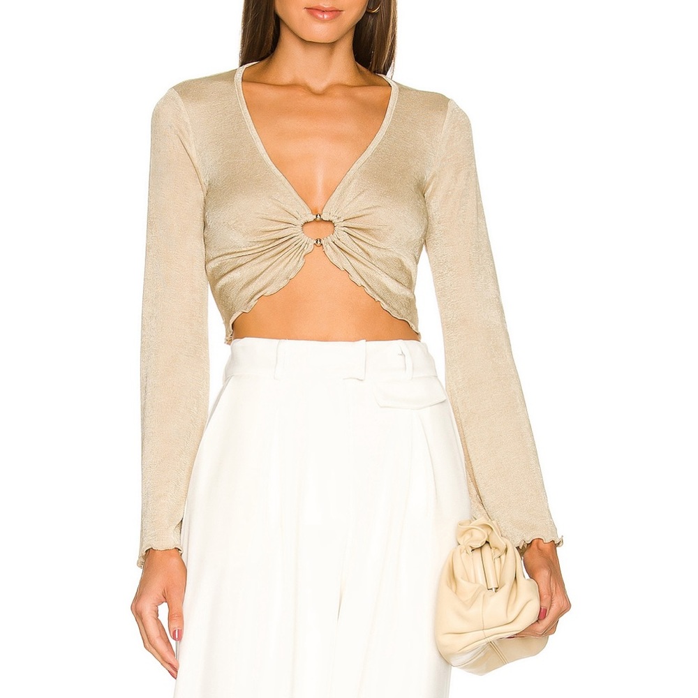 NWOT Gold Long Sleeve Crop Top